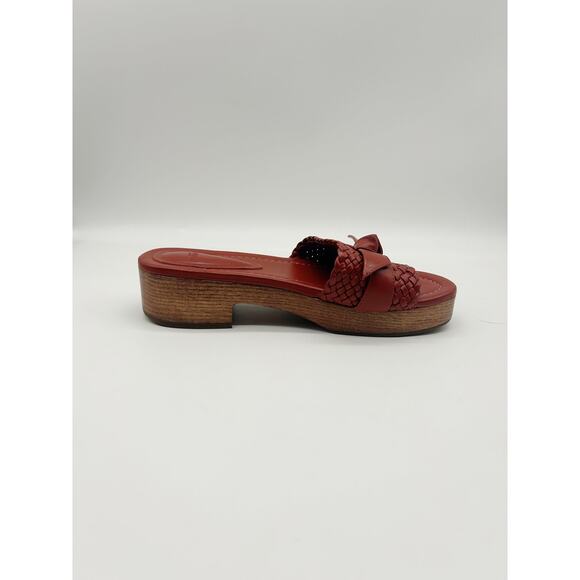 Alexandre Birman Clarita Woven Clogs Size 37 Leather Red Slip On - Picture 5 of 9